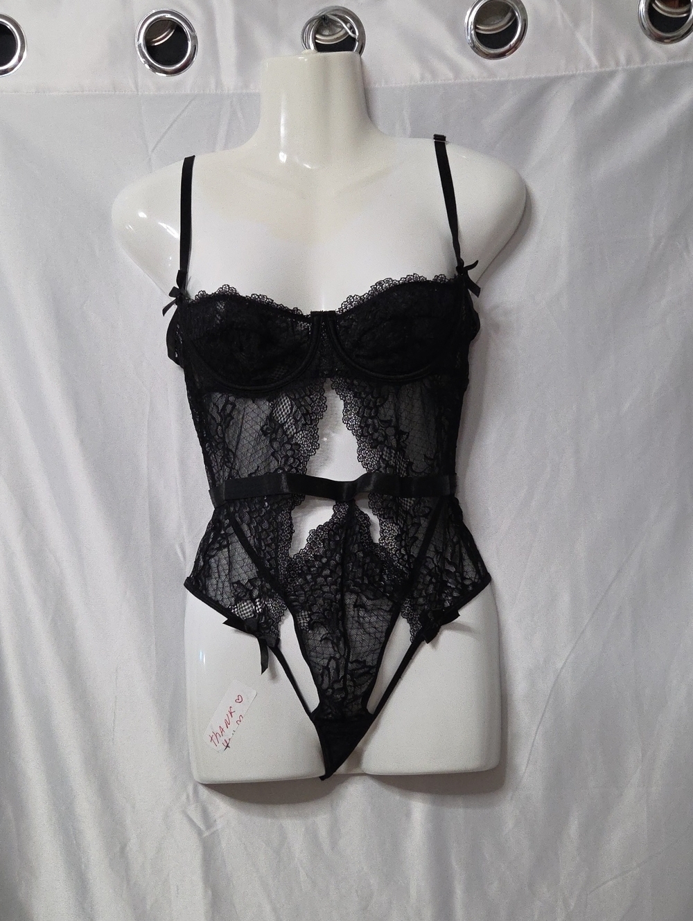 Fashion Nova Black Lace Bustier Teddy Bodysuit